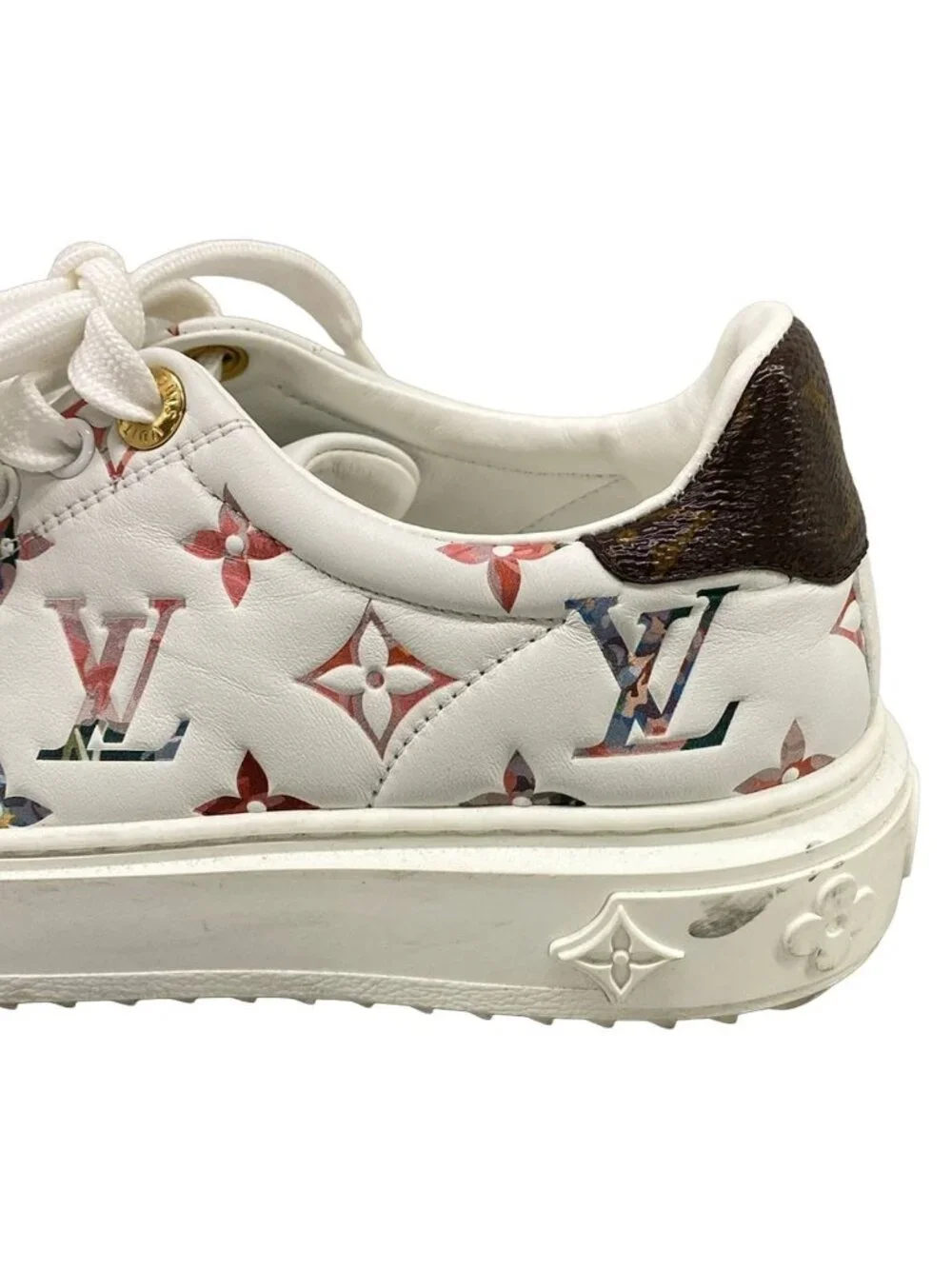Louis Vuitton Sneakers Time Out Line White Pink Multi Leather